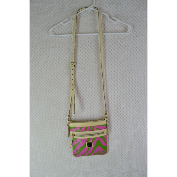 Dooney & Bourke Pink Green Zebra Leather Suki Crossbody Bag Y2K - Picture 2 of 16